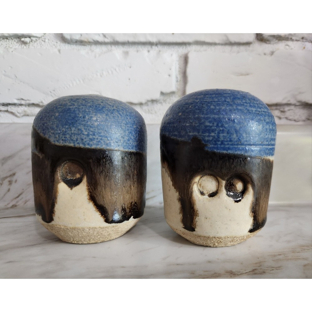 Vintage‎ MCM Walter Hartman Stoneware Pottery Salt And Pepper Shakers Drip Glaze